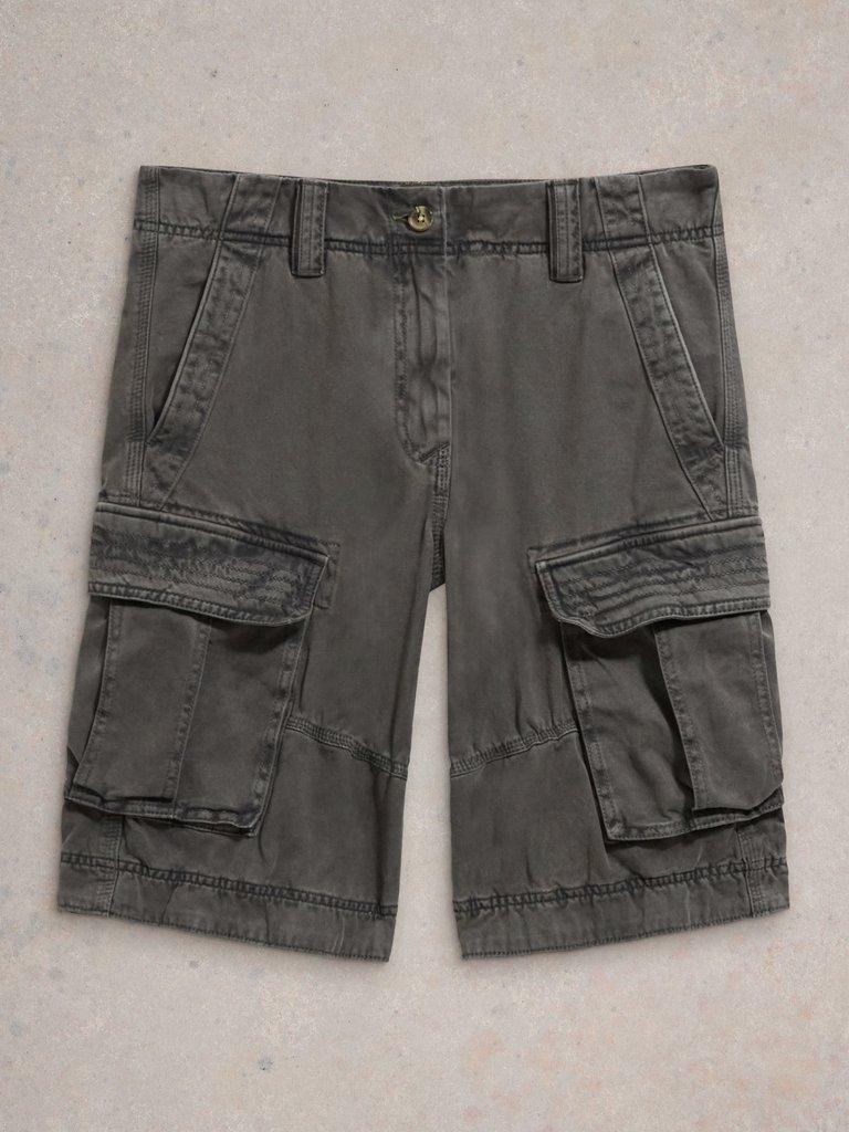 Halsall Organic Cargo Short in PURE BLK - FLAT FRONT