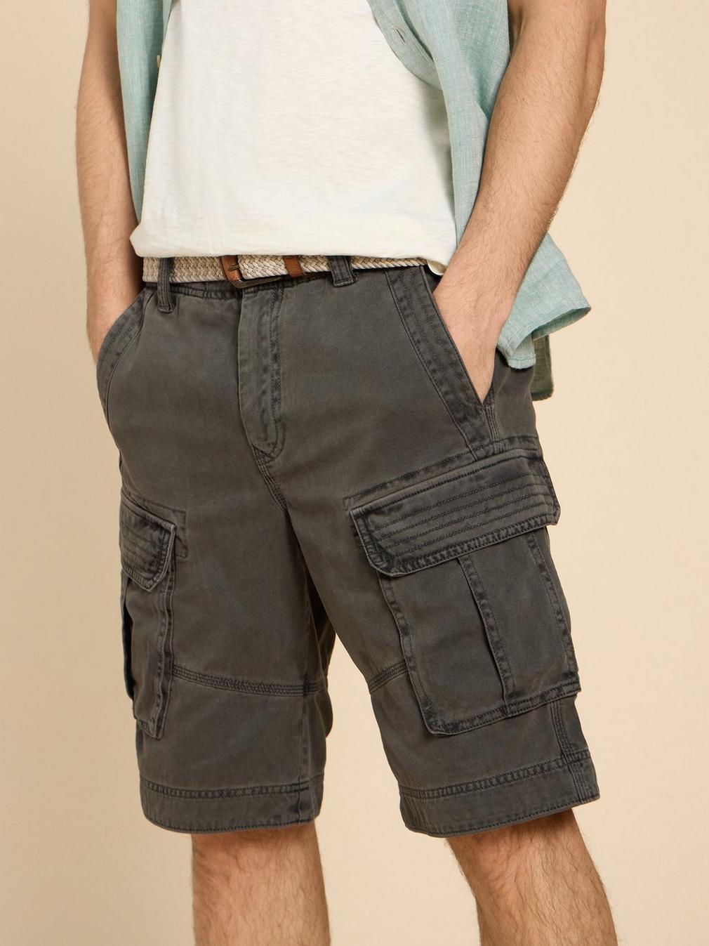 Halsall Organic Cargo Short in PURE BLK - MODEL DETAIL