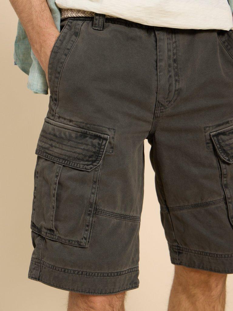 Halsall Organic Cargo Short in PURE BLK - MODEL FRONT