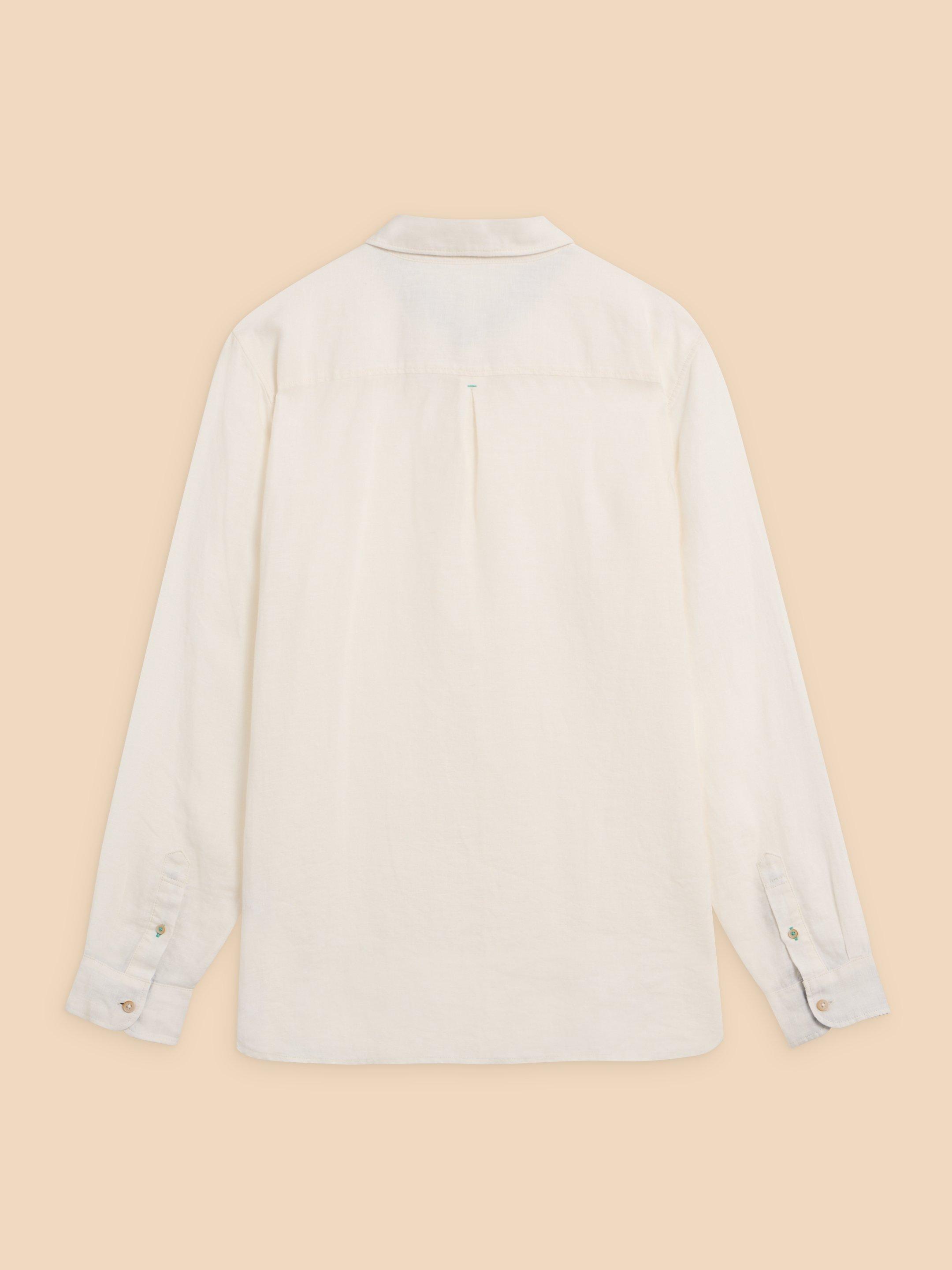 Pembroke LS Linen Shirt in BRIL WHITE - FLAT BACK