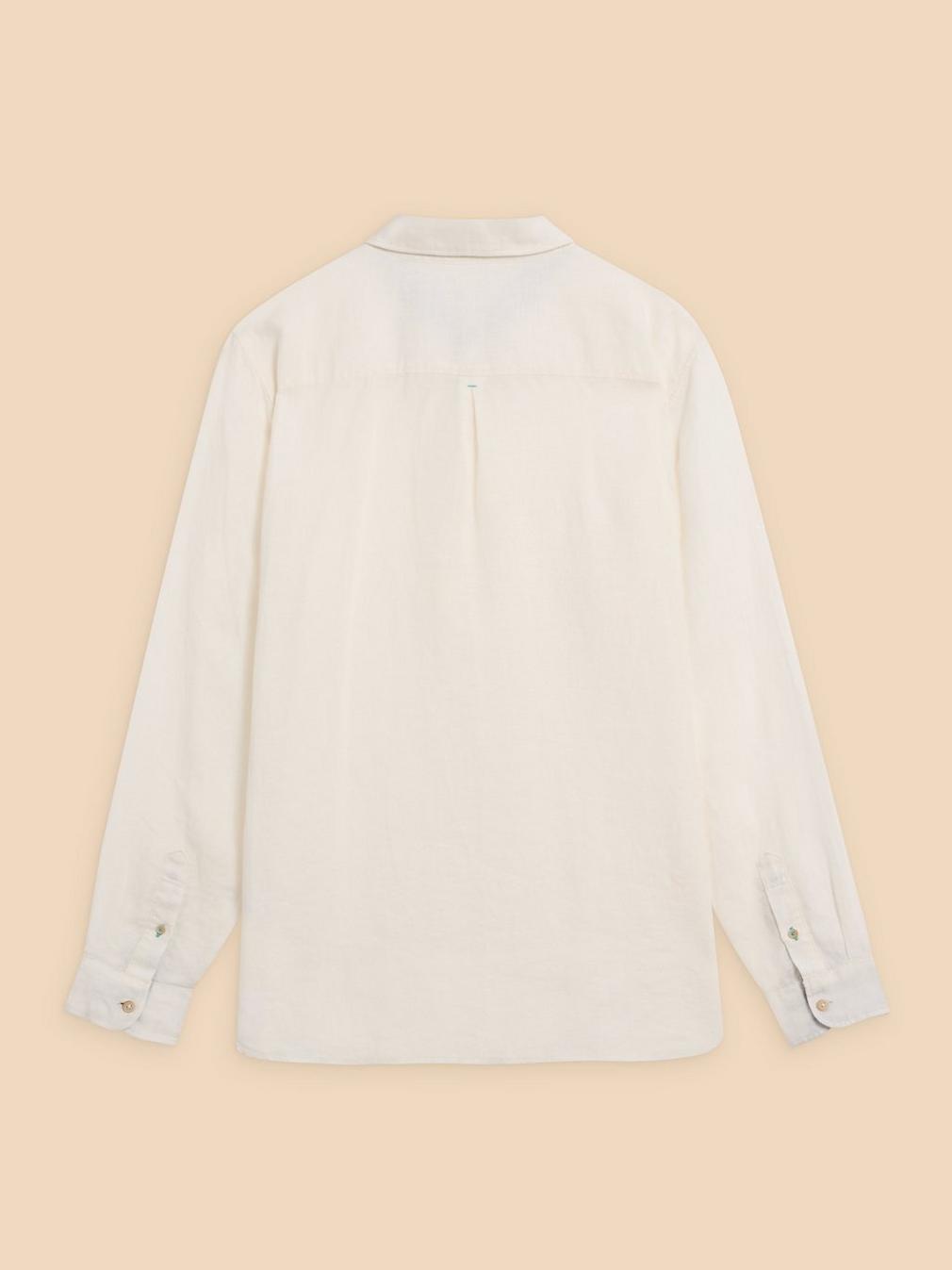 Pembroke LS Linen Shirt in BRIL WHITE - FLAT BACK