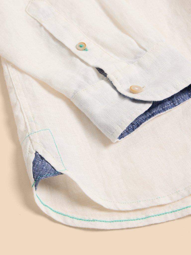 Pembroke LS Linen Shirt in BRIL WHITE - FLAT DETAIL
