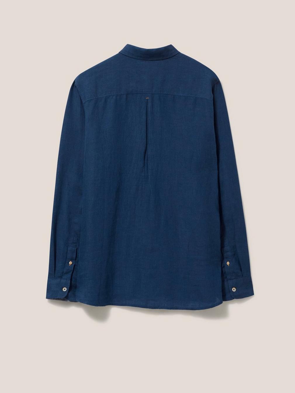 Pembroke LS Linen Shirt in DARK NAVY - FLAT BACK