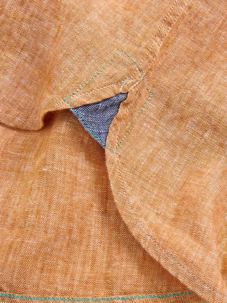 Pembroke LS Linen Shirt in DK ORANGE - FLAT DETAIL