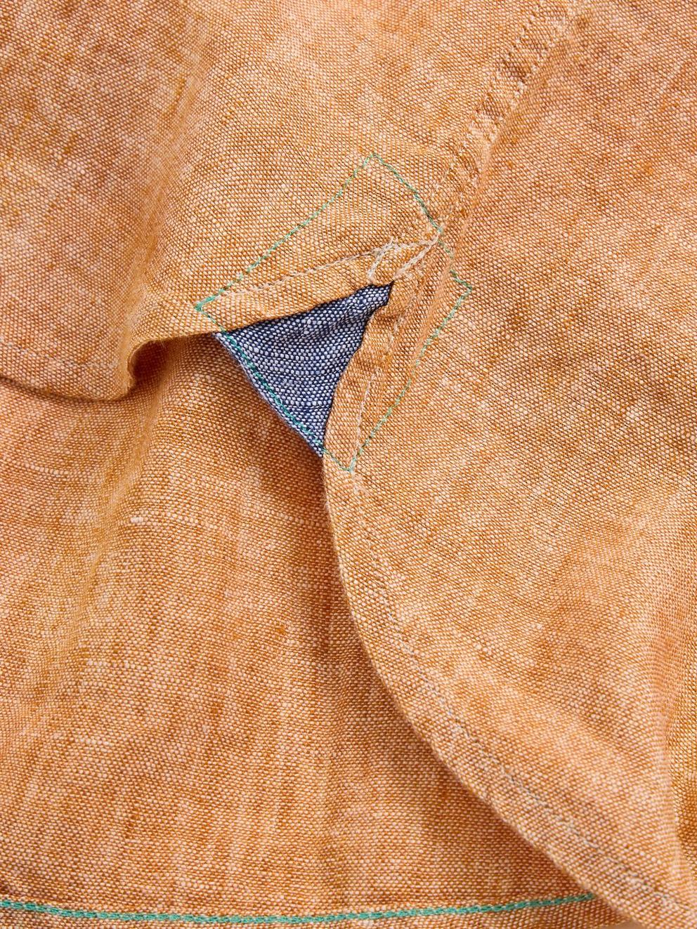 Pembroke LS Linen Shirt in DK ORANGE - FLAT DETAIL