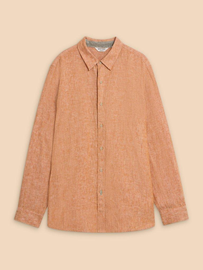 Pembroke LS Linen Shirt in DK ORANGE - FLAT FRONT