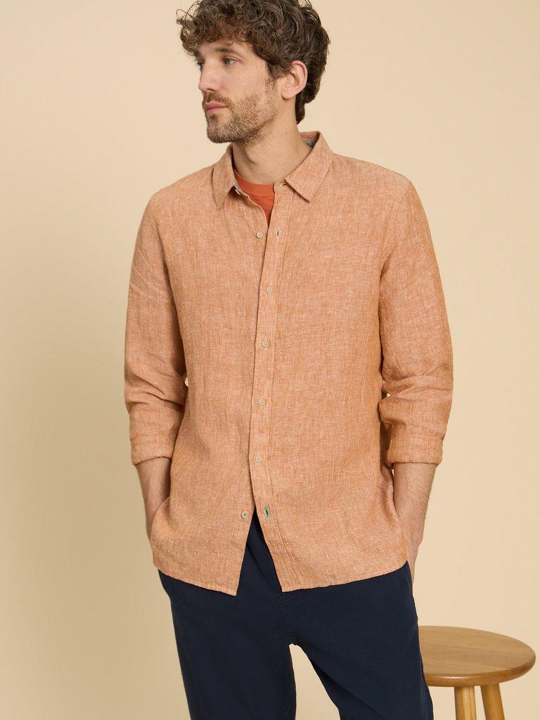 Pembroke LS Linen Shirt in DK ORANGE - LIFESTYLE