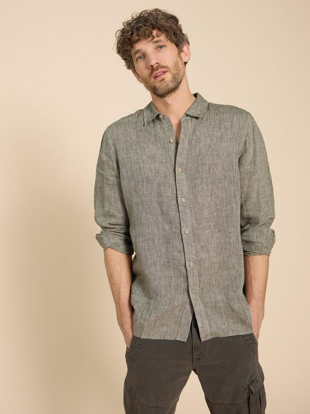 Pembroke LS Linen Shirt in KHAKI GRN - LIFESTYLE