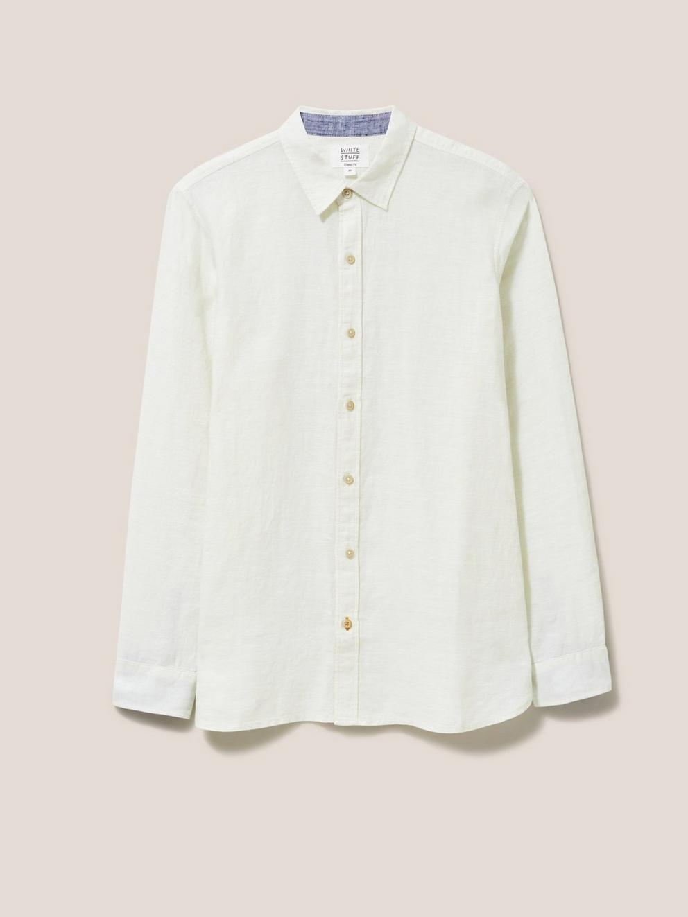 Pembroke LS Linen Shirt in LGT NAT - FLAT FRONT