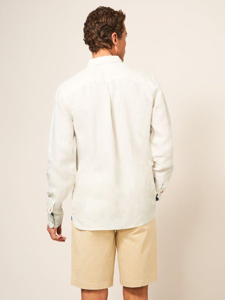 Pembroke LS Linen Shirt in LGT NAT - MODEL BACK