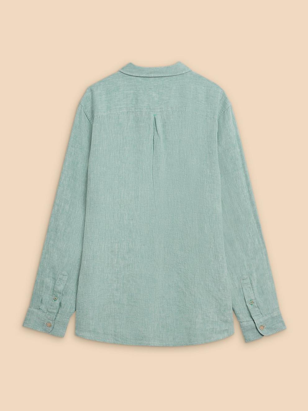 Pembroke LS Linen Shirt in MINT GREEN - FLAT BACK