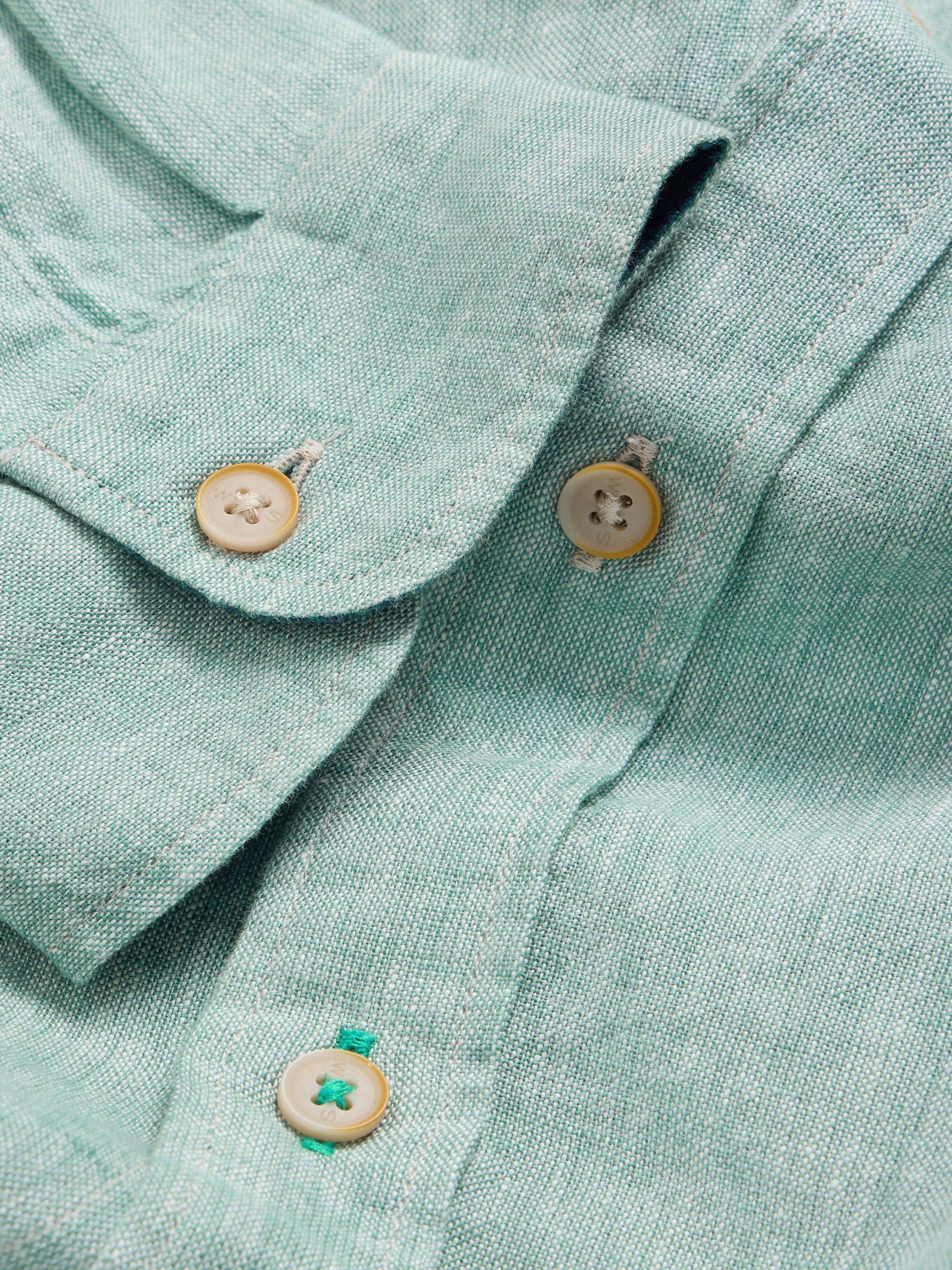 Pembroke LS Linen Shirt in MINT GREEN - FLAT DETAIL