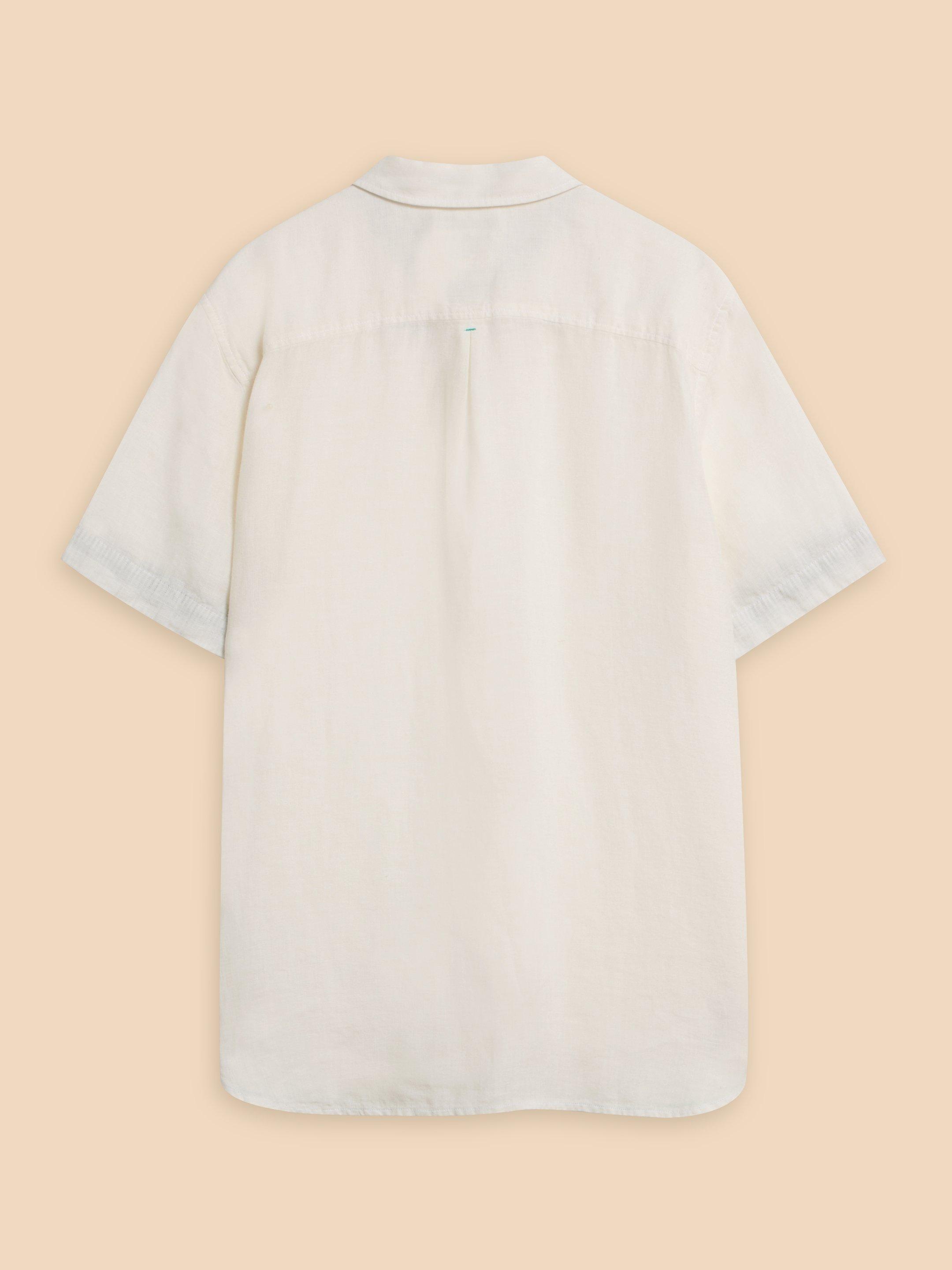 Pembroke SS Linen Shirt in BRIL WHITE - FLAT BACK