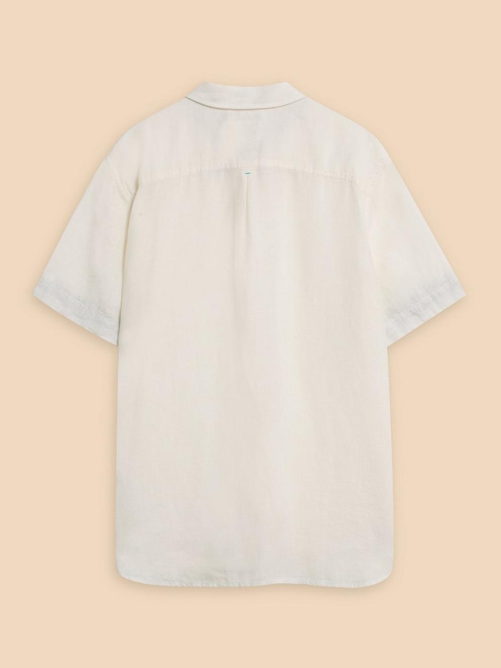 Pembroke SS Linen Shirt in BRIL WHITE - FLAT BACK