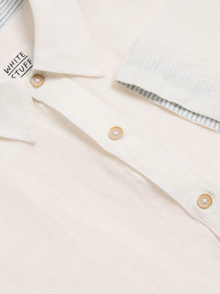 Pembroke SS Linen Shirt in BRIL WHITE - FLAT DETAIL