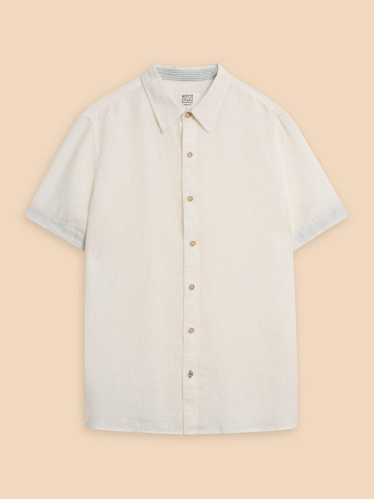 Pembroke SS Linen Shirt in BRIL WHITE - FLAT FRONT
