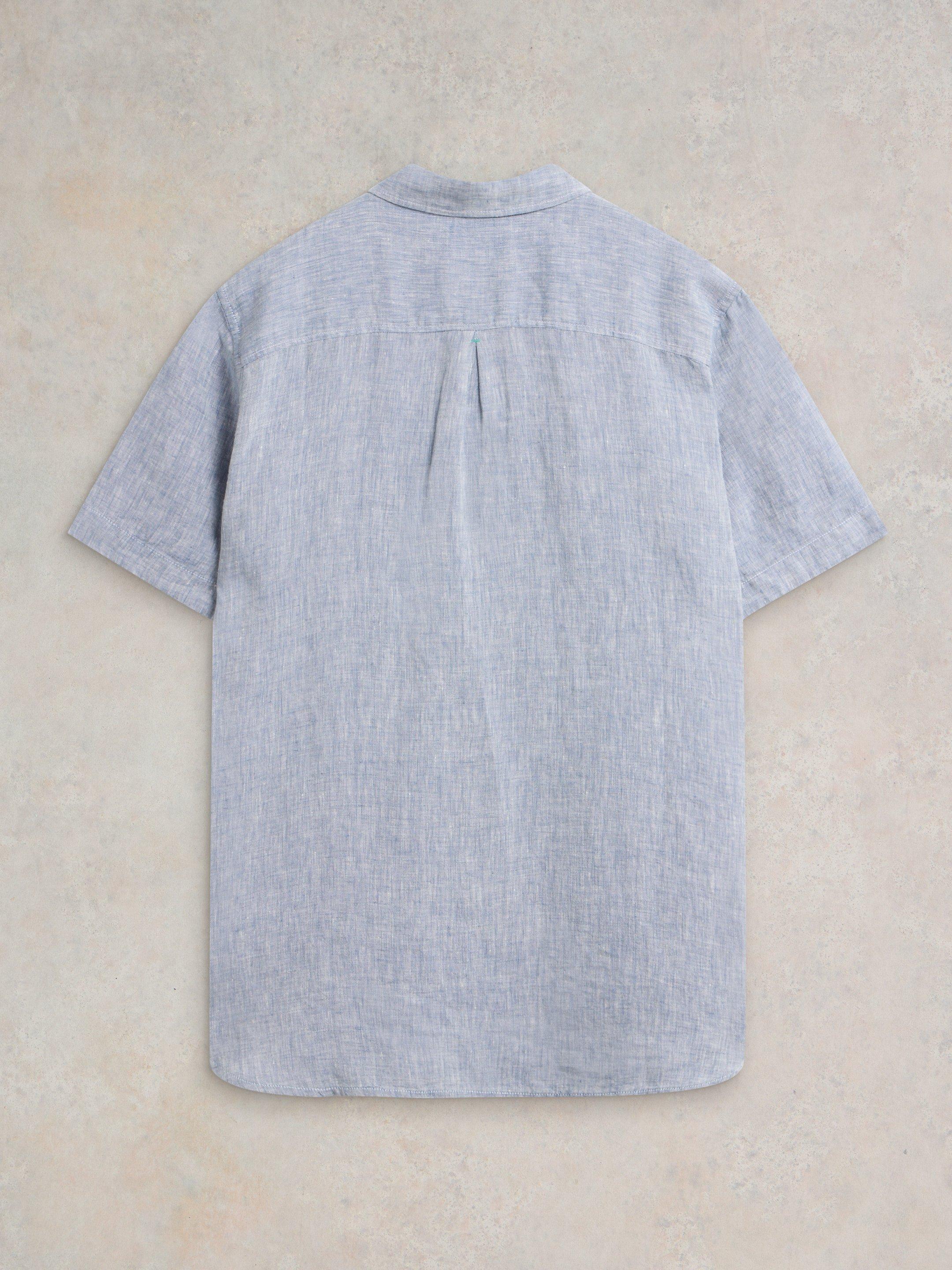 Pembroke SS Linen Shirt in CHAMB BLUE - FLAT BACK