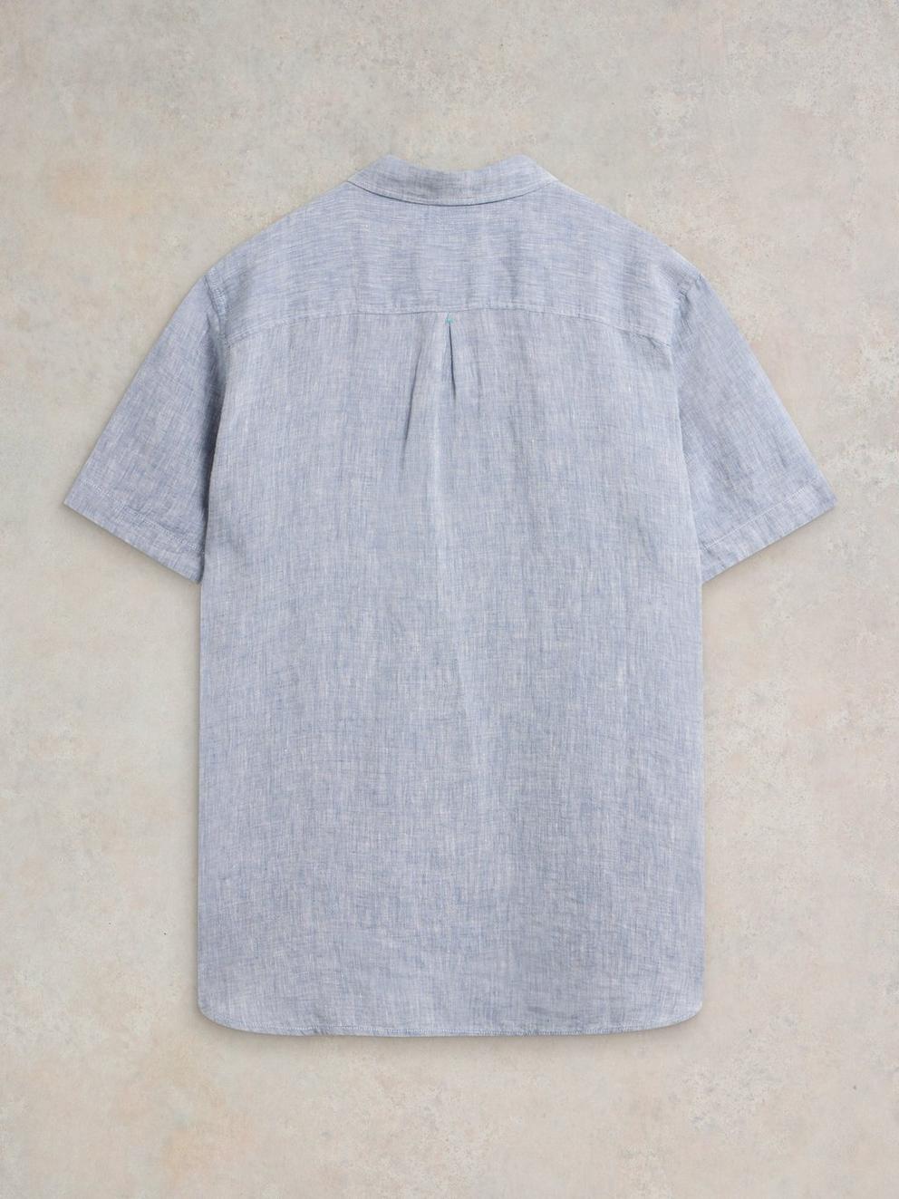 Pembroke SS Linen Shirt in CHAMB BLUE - FLAT BACK