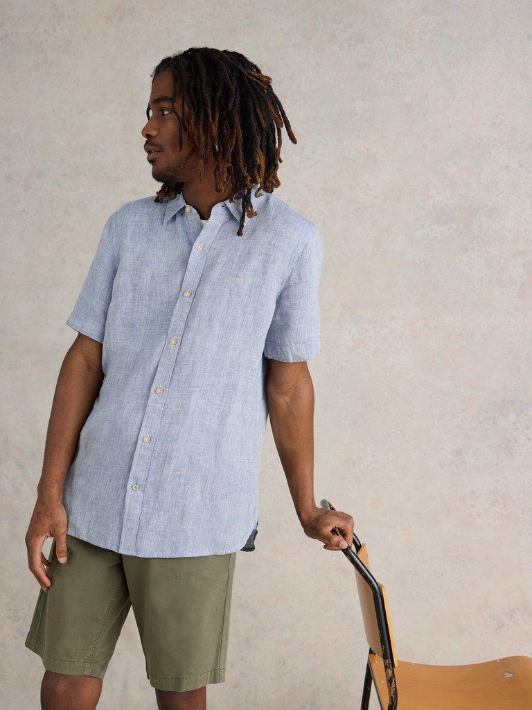 Pembroke SS Linen Shirt in CHAMBRAY BLUE | White Stuff