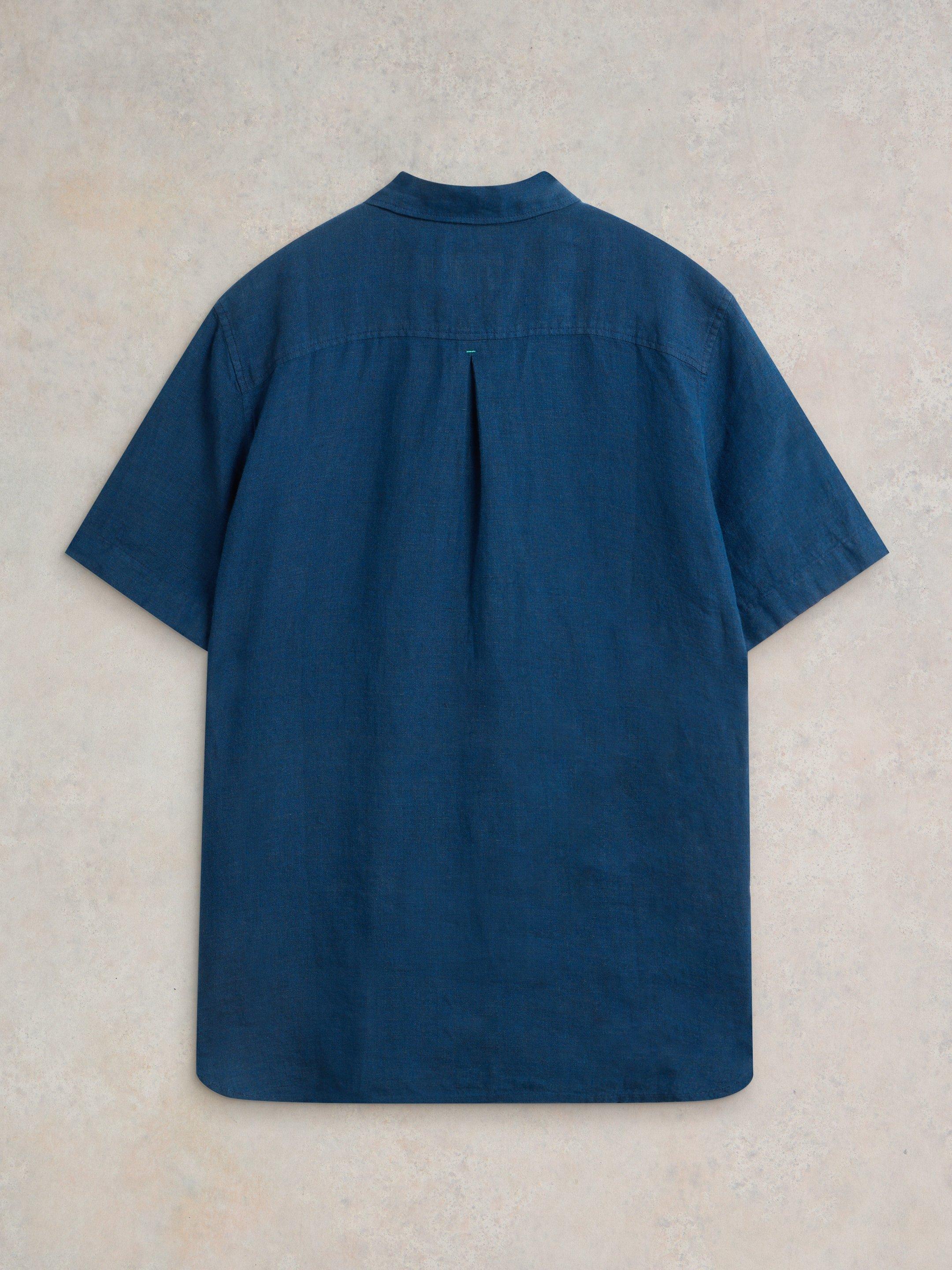 Pembroke SS Linen Shirt in DARK NAVY - FLAT BACK