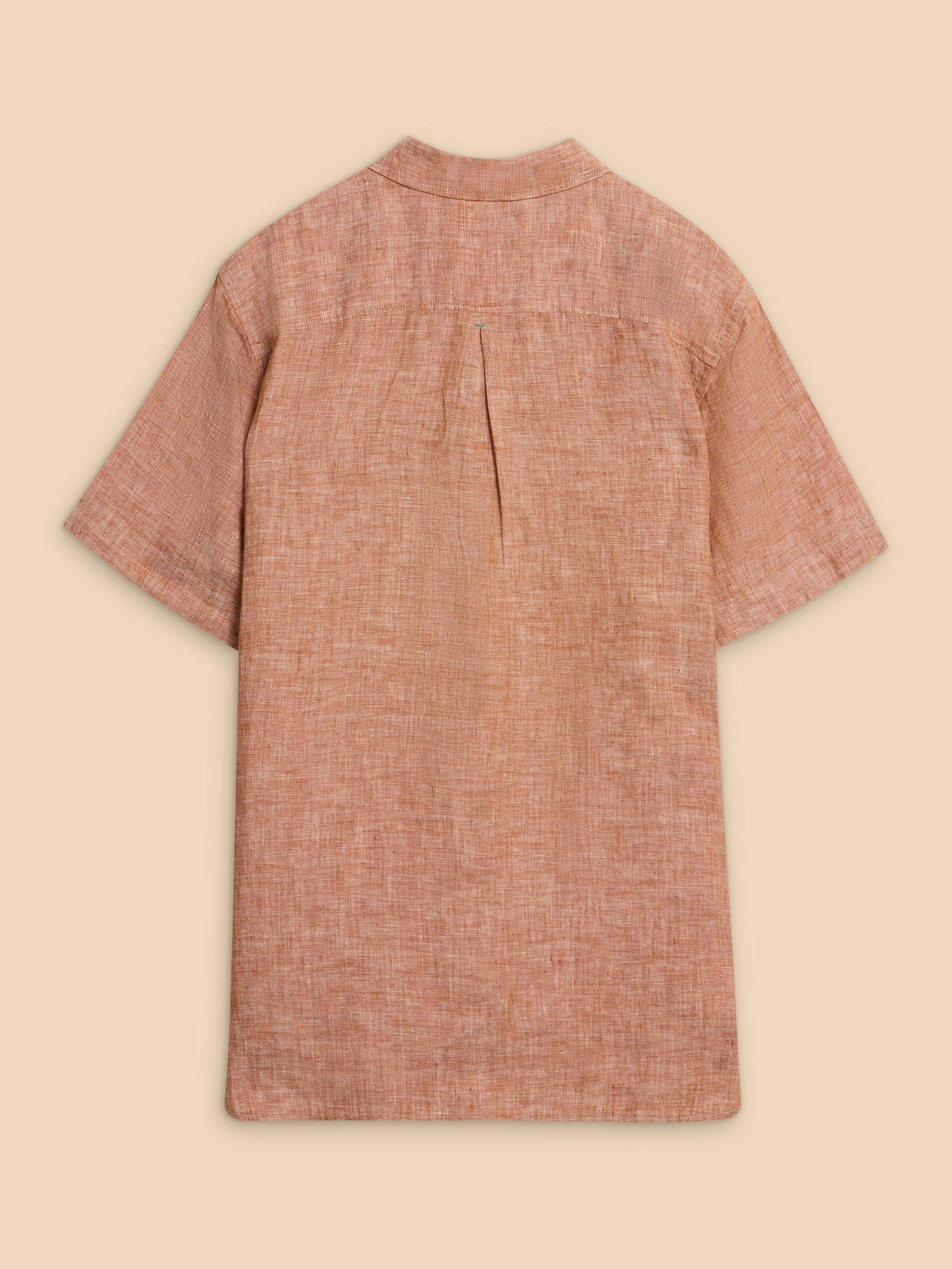 Pembroke SS Linen Shirt in DK ORANGE - FLAT BACK