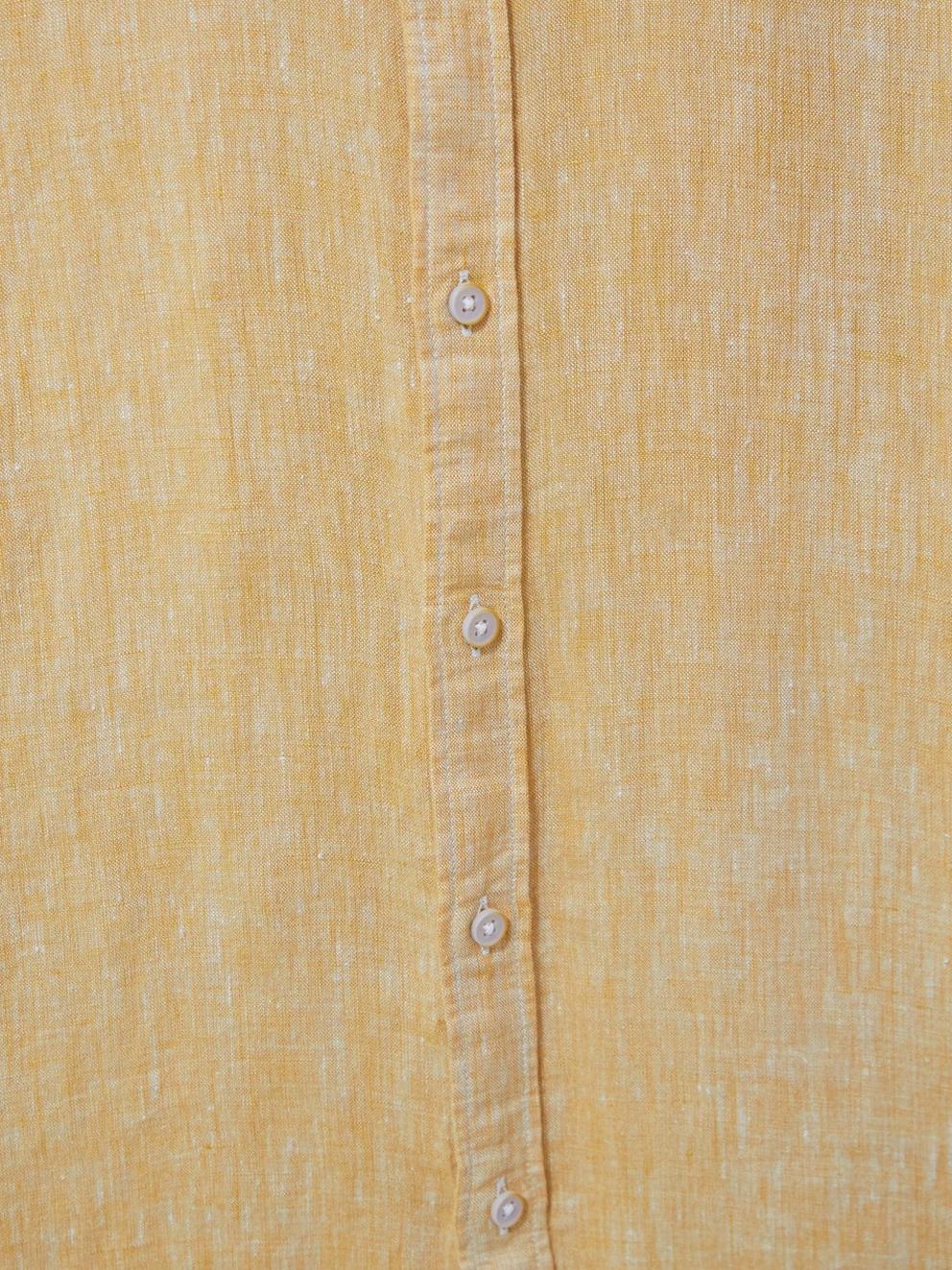 Pembroke SS Linen Shirt in DK YELLOW - FLAT DETAIL