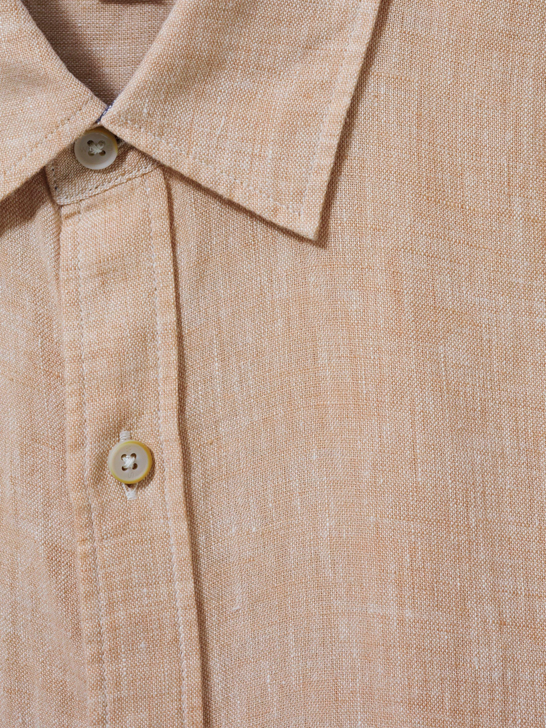 Pembroke SS Linen Shirt in DUS PINK - FLAT DETAIL