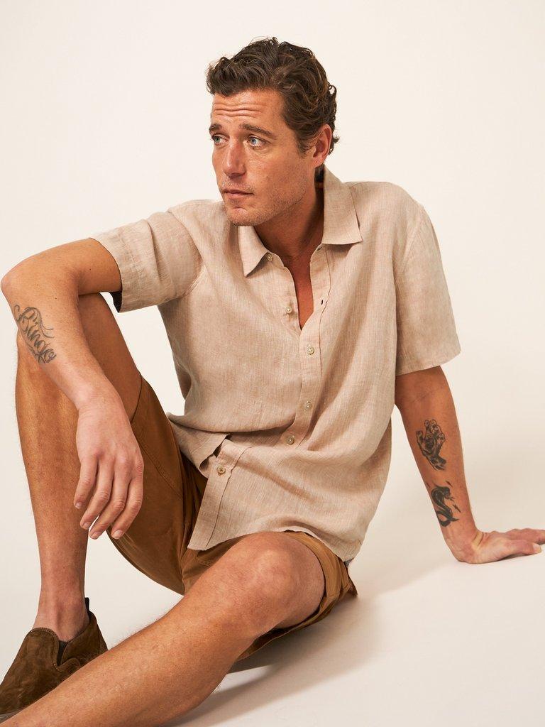 Pembroke SS Linen Shirt in DUS PINK - LIFESTYLE