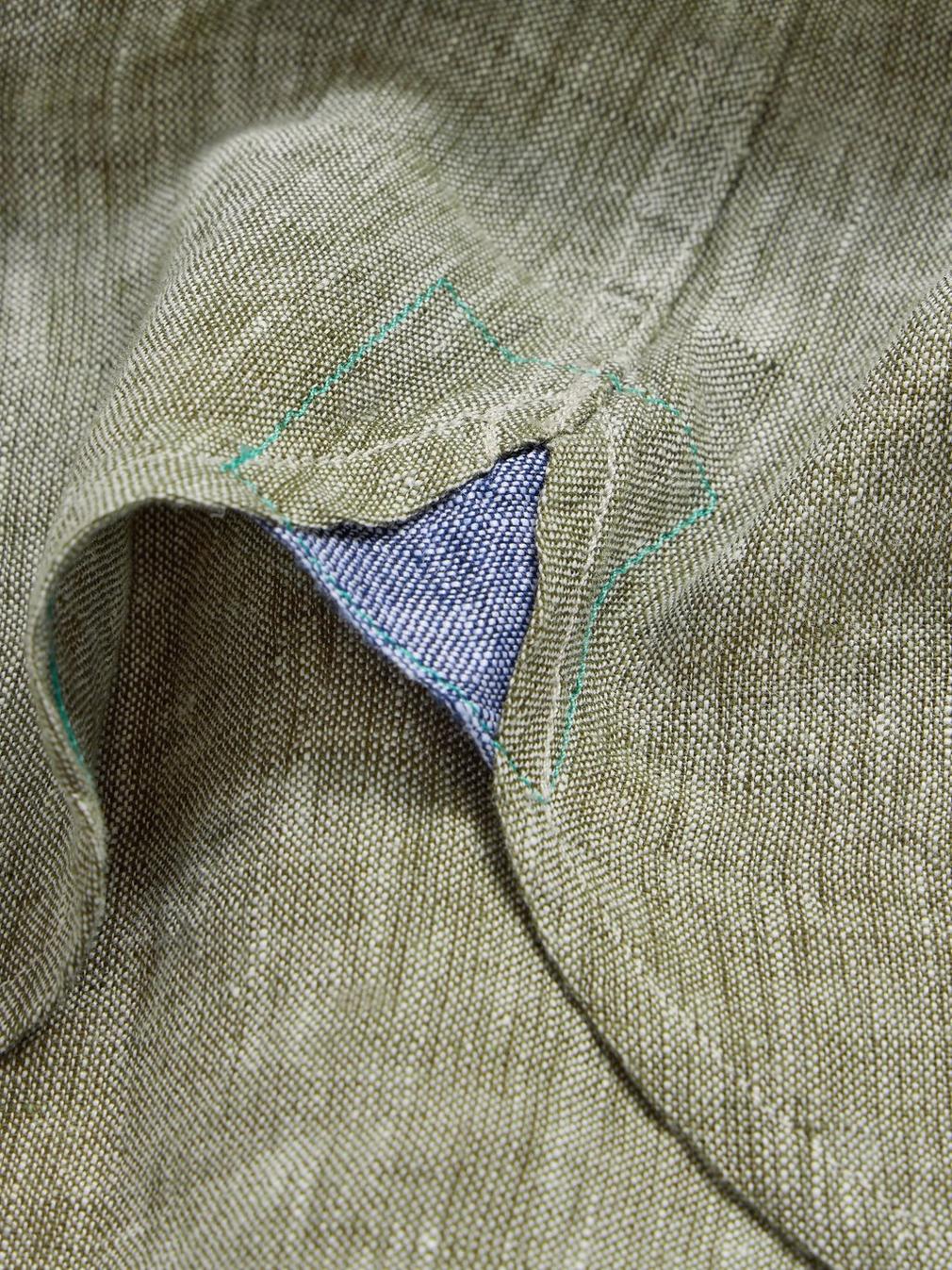 Pembroke SS Linen Shirt in KHAKI GRN - FLAT DETAIL