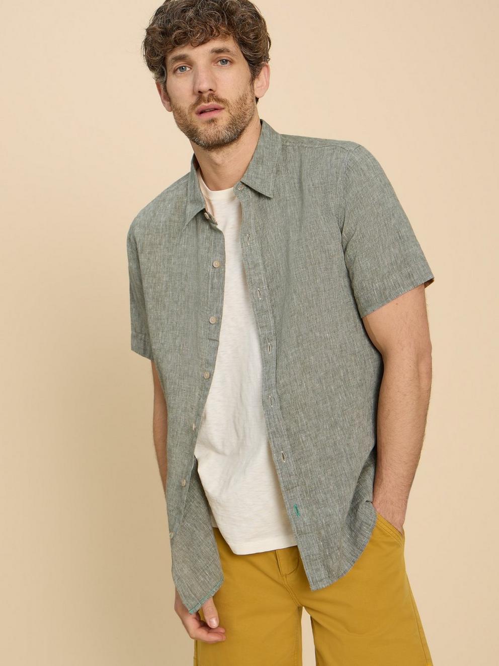 Pembroke SS Linen Shirt in KHAKI GRN - LIFESTYLE