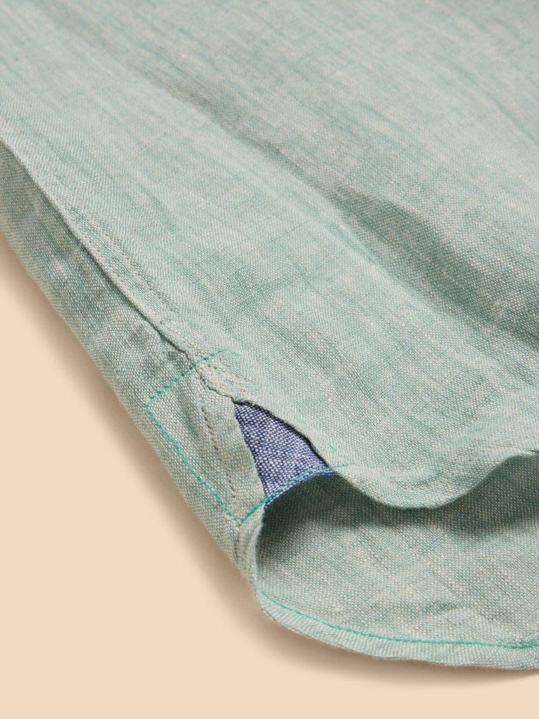 Pembroke SS Linen Shirt in MINT GREEN - FLAT DETAIL