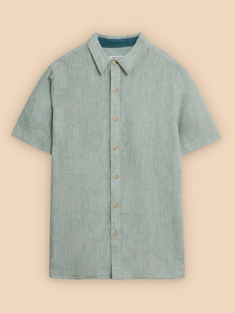 Pembroke SS Linen Shirt in MINT GREEN - FLAT FRONT