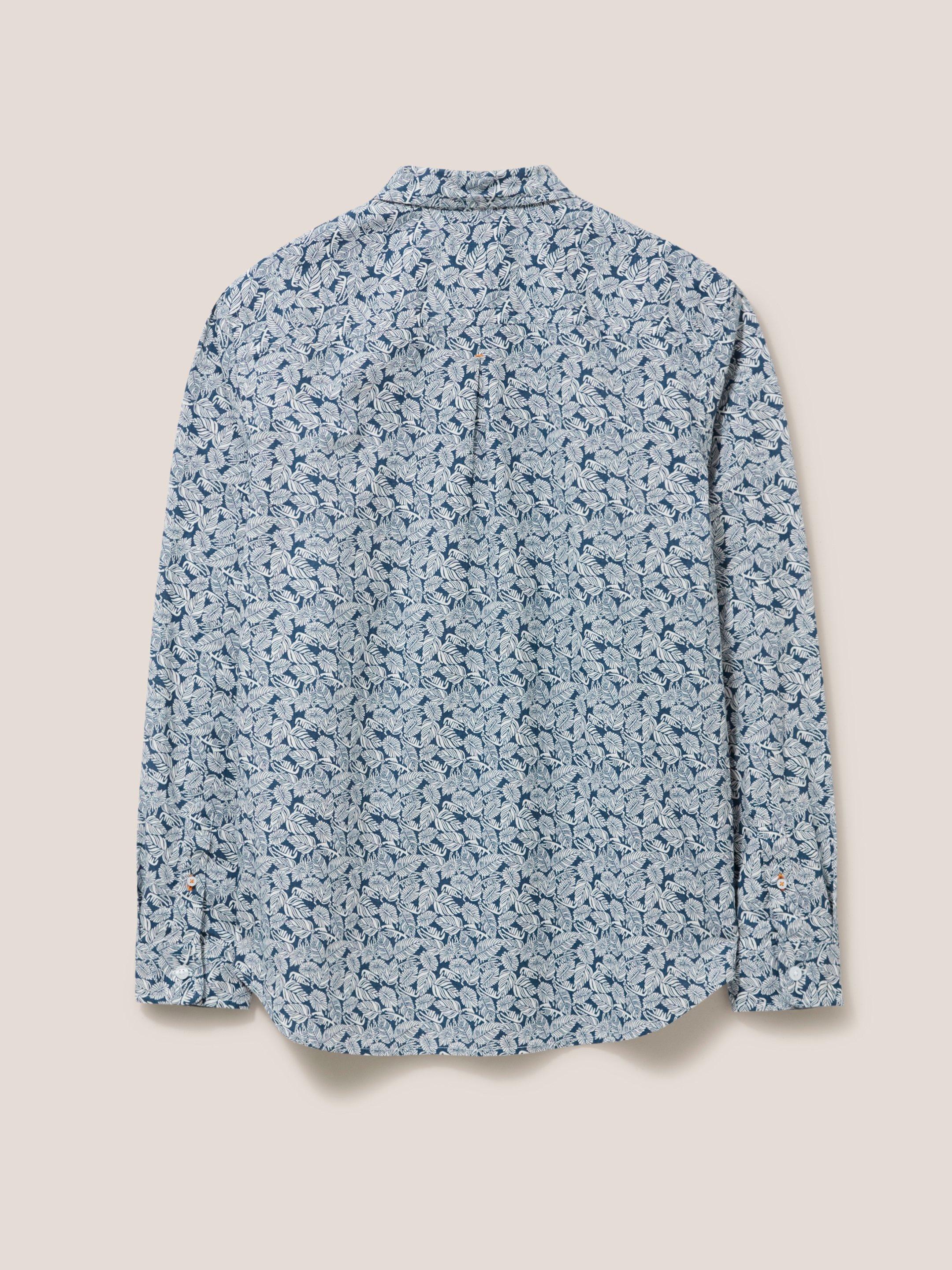 Chorley Leaf Printed Shirt in DEEP BLUE - FLAT BACK