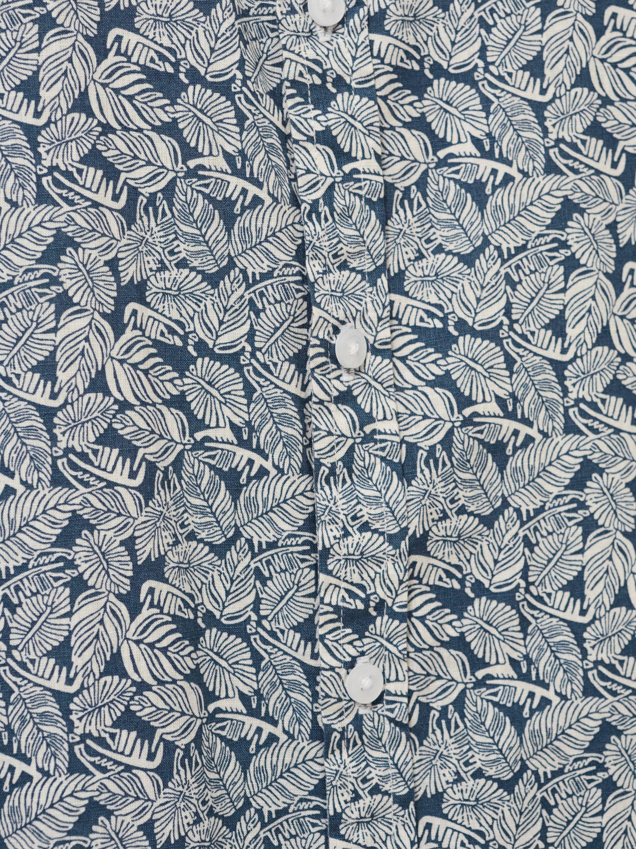 Chorley Leaf Printed Shirt in DEEP BLUE - FLAT DETAIL
