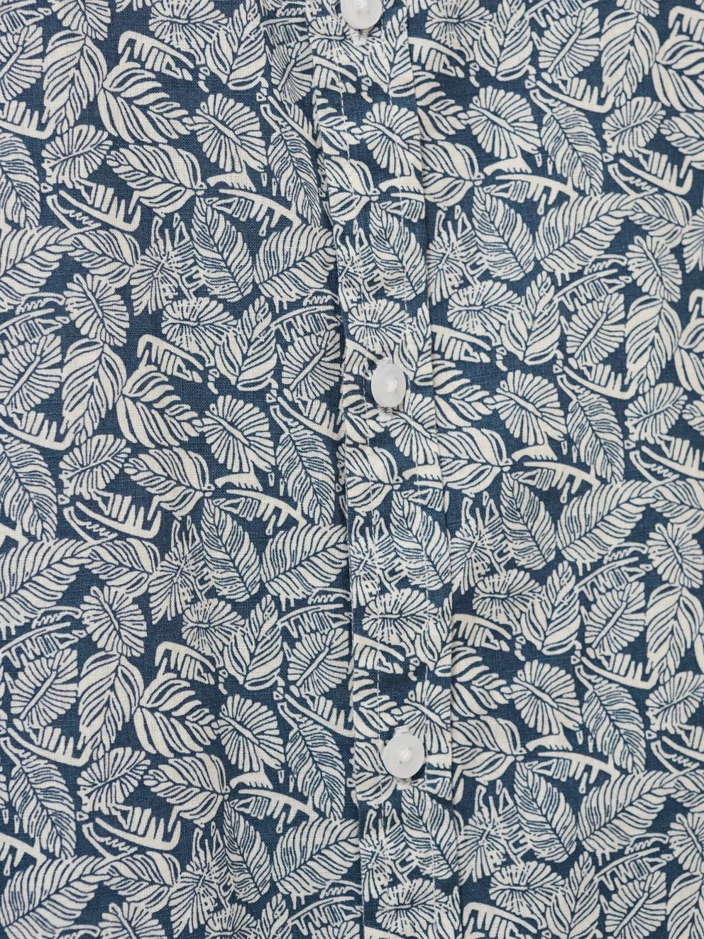 Chorley Leaf Printed Shirt in DEEP BLUE - FLAT DETAIL