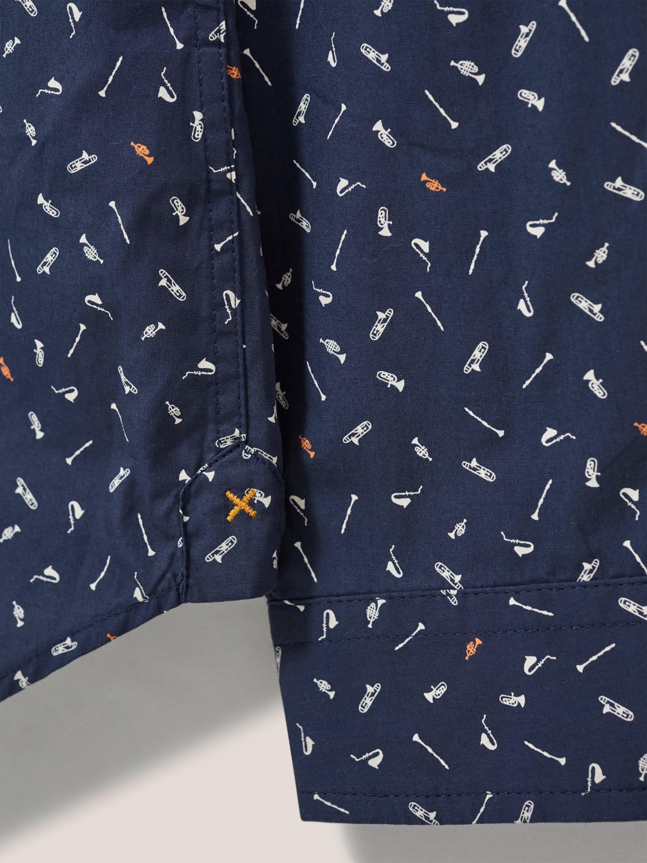 Instruments Printed Shirt in DARK NAVY - FLAT DETAIL