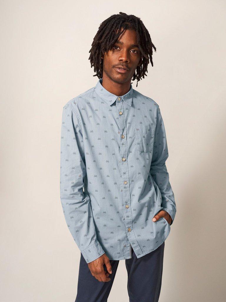 Newton Bike Printed Shirt in LGT BLUE - LIFESTYLE