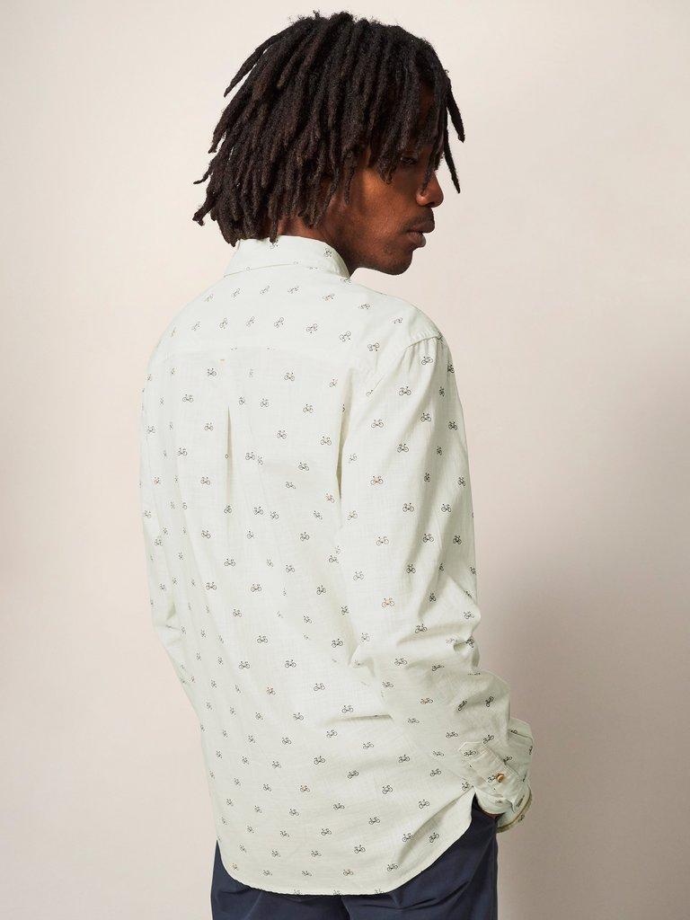 Newton Bike Printed Shirt in NAT MLT - MODEL BACK