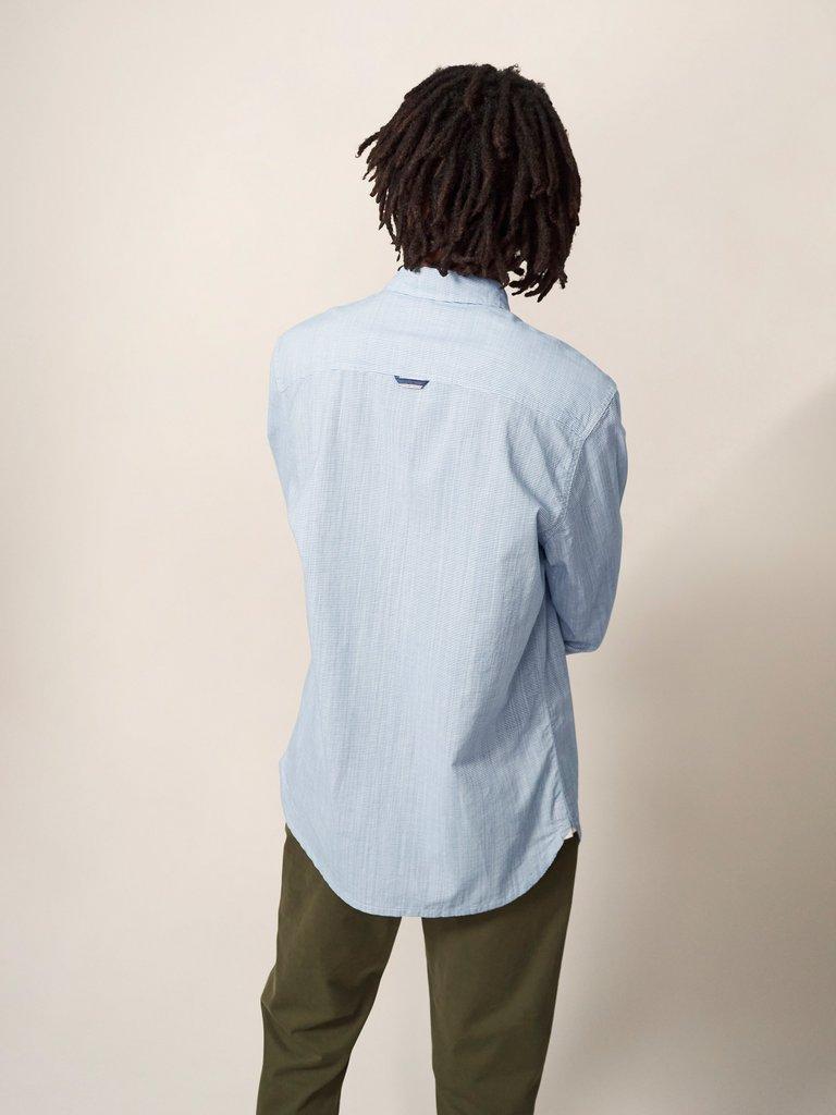 Topping Stripe Shirt in LGT BLUE - MODEL BACK