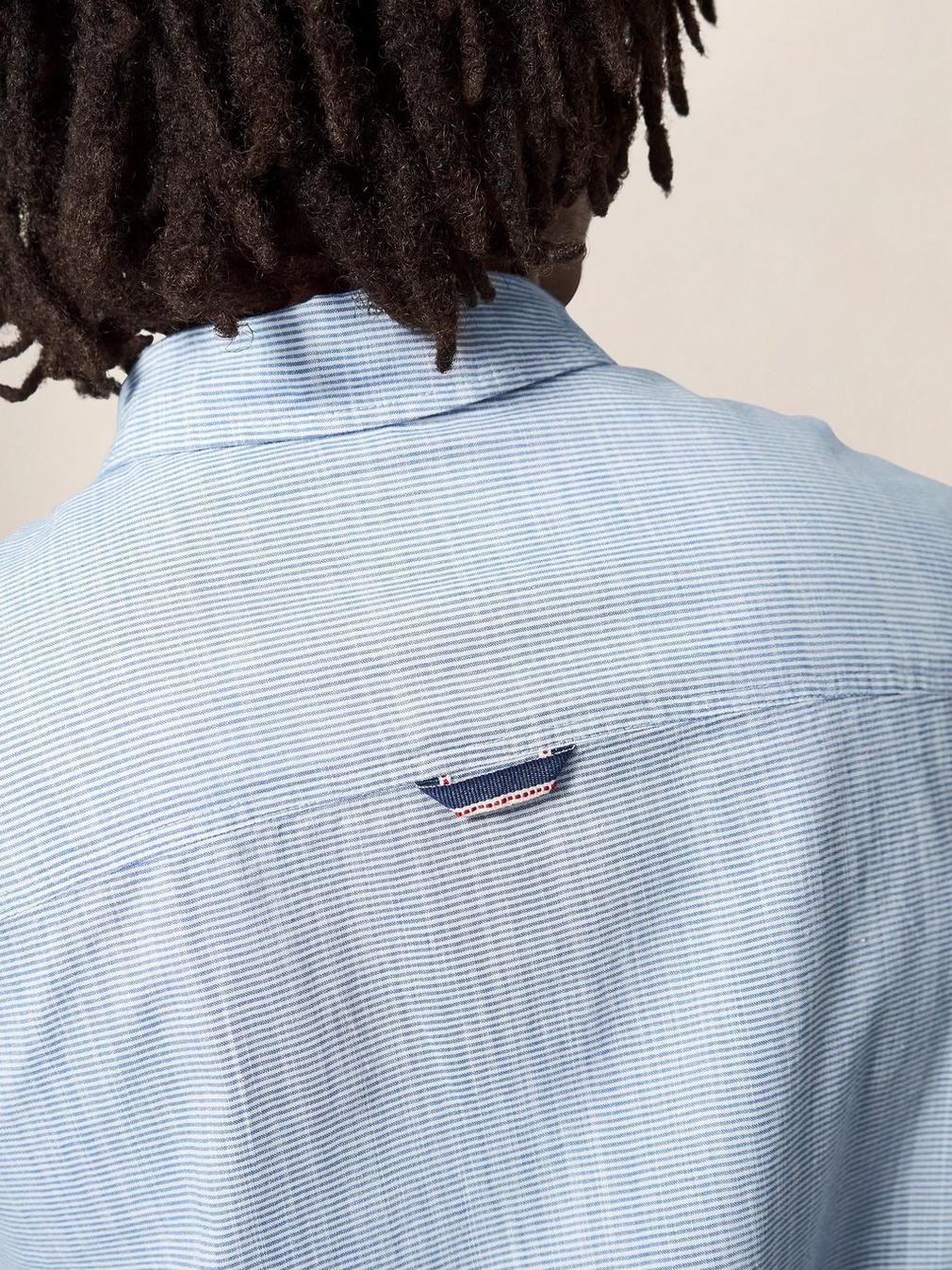 Topping Stripe Shirt in LGT BLUE - MODEL DETAIL