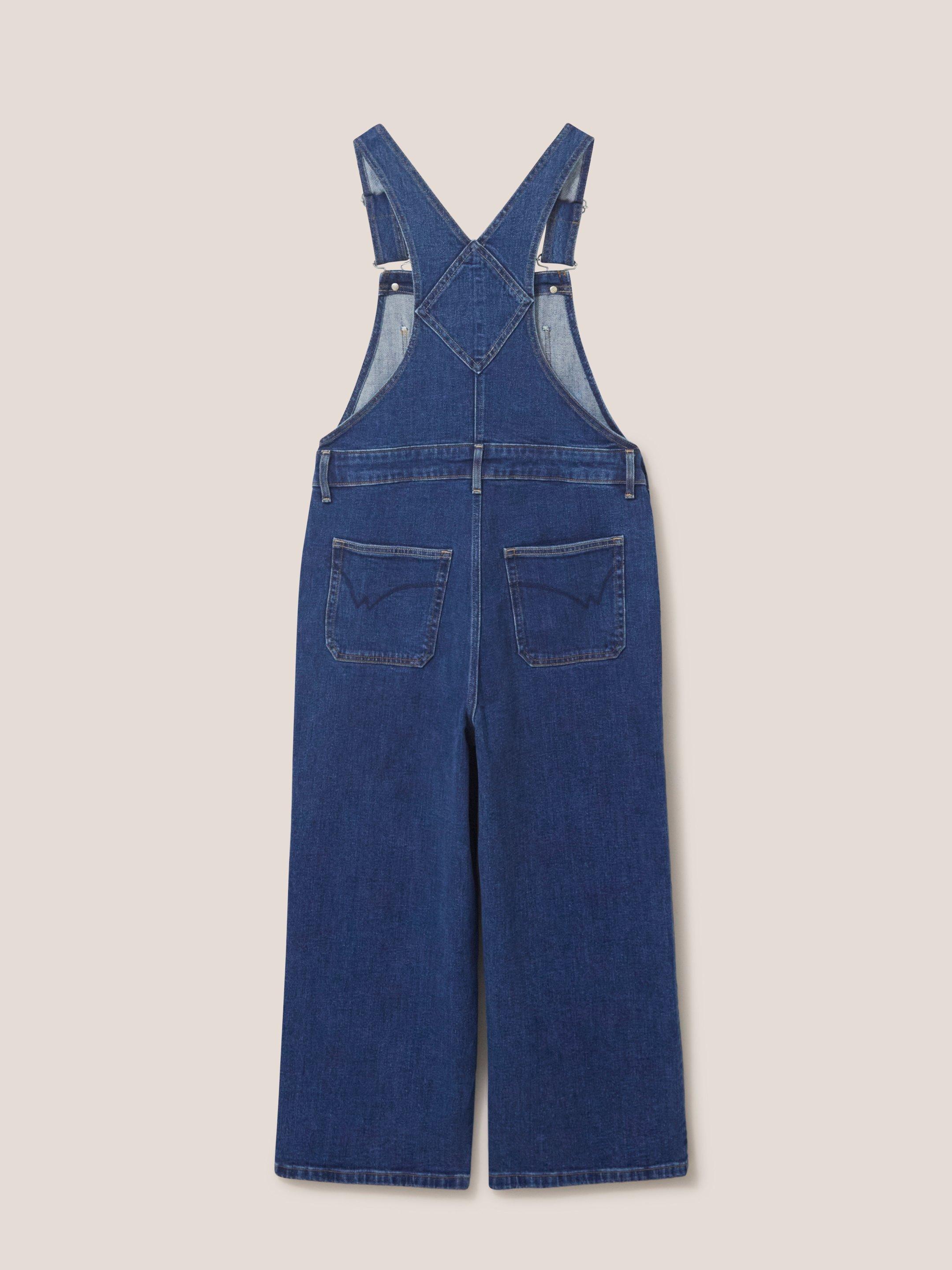 Kelly Wide Leg Dungarees in MID DENIM - FLAT BACK