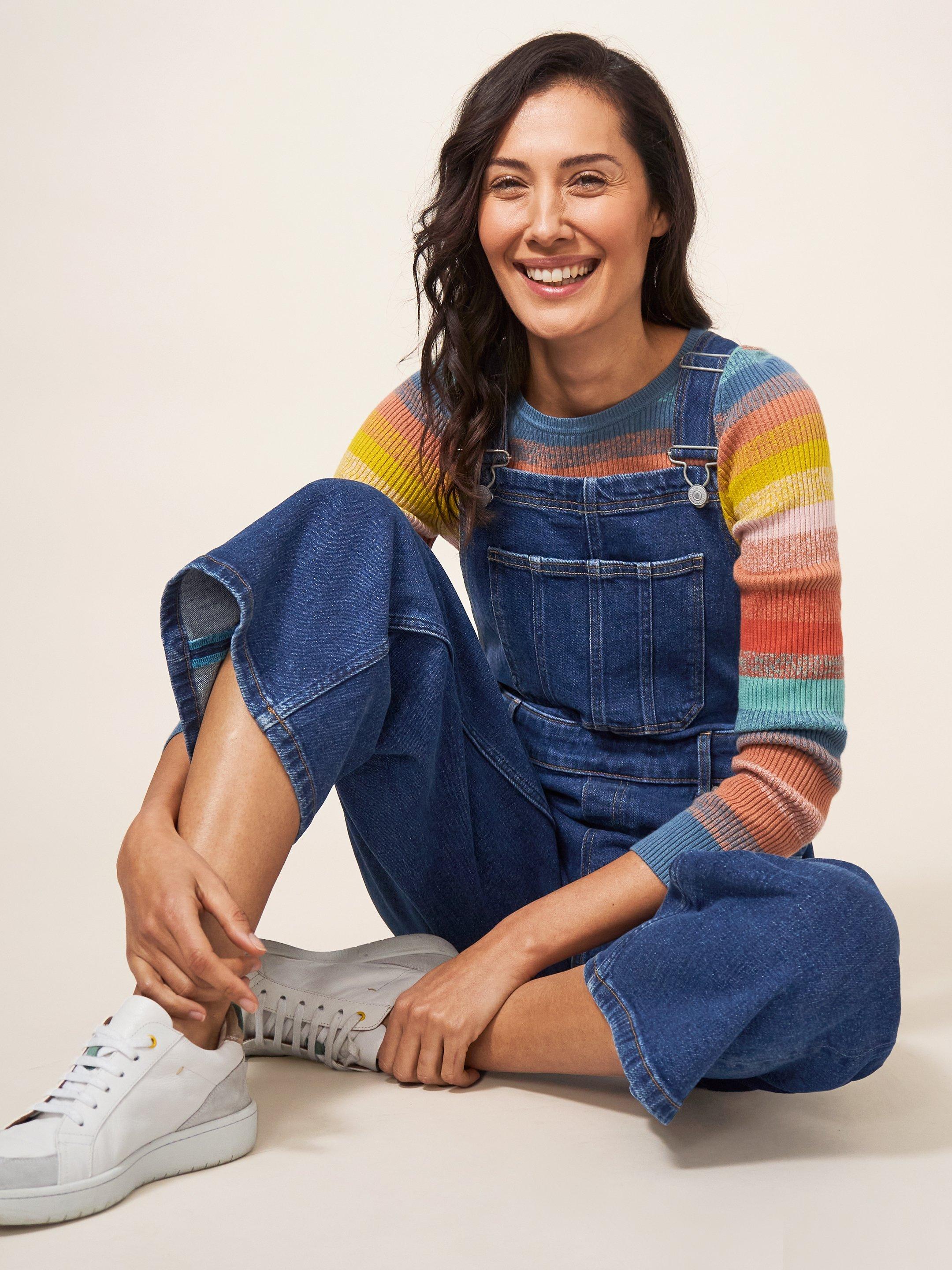 Kelly Wide Leg Dungarees in MID DENIM - LIFESTYLE