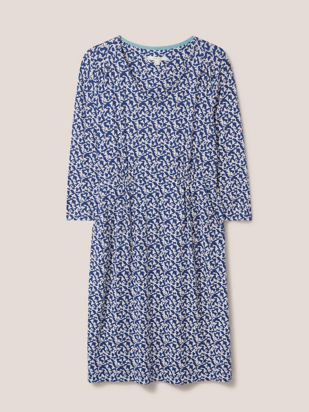 Tallie Jersey Dress Eco Vero in NAVY MULTI - FLAT FRONT