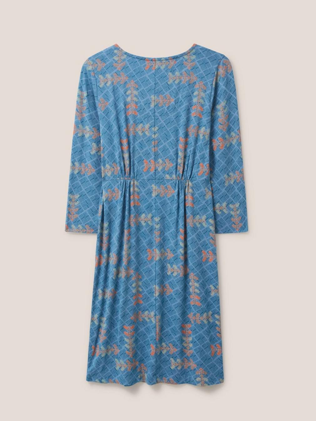 Tallie Jersey Dress Eco Vero in TEAL MLT - FLAT BACK
