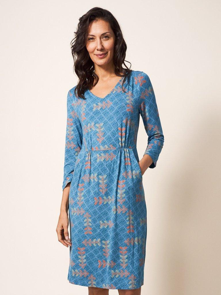 Tallie Jersey Dress Eco Vero in TEAL MLT - LIFESTYLE