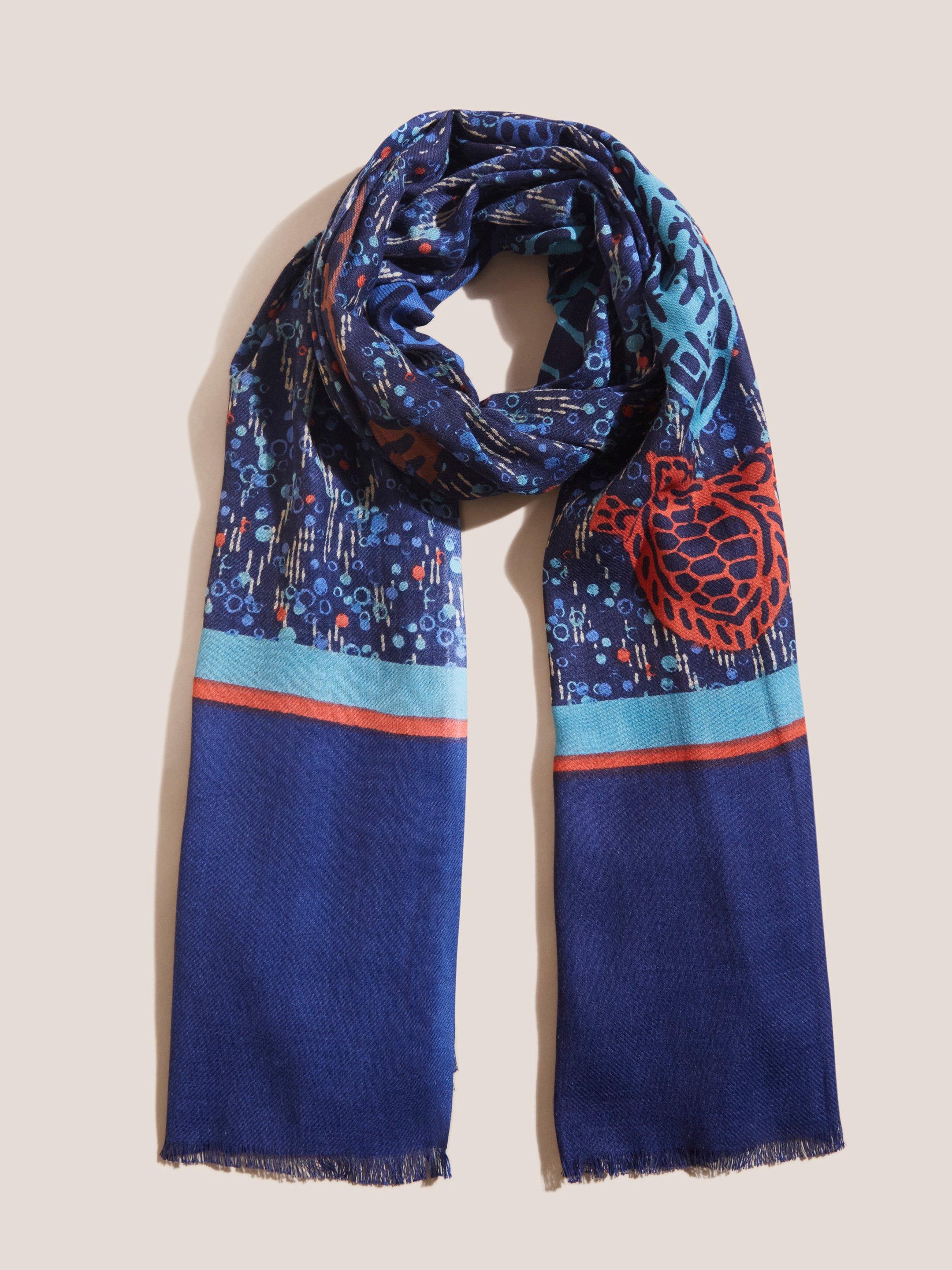 Turtle Placement Scarf in BLUE MLT - FLAT BACK