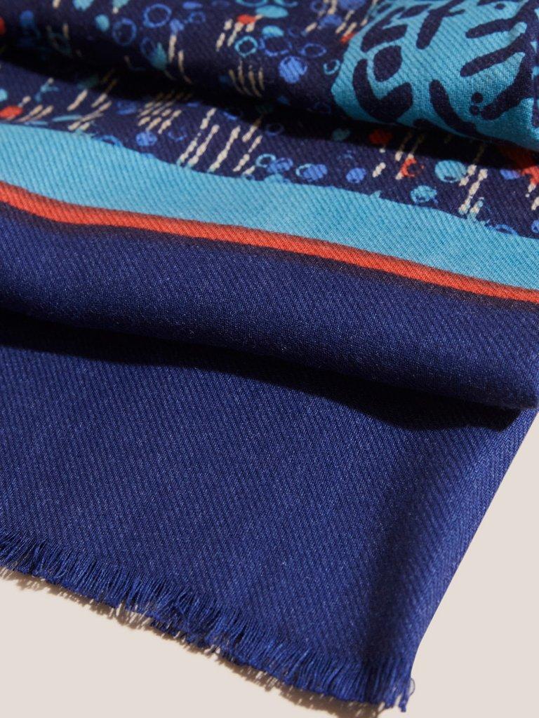 Turtle Placement Scarf in BLUE MLT - FLAT DETAIL