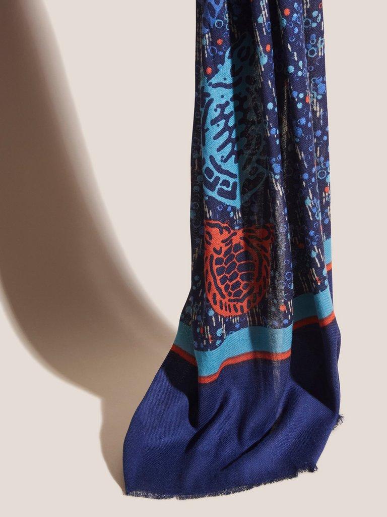 Turtle Placement Scarf in BLUE MLT - FLAT FRONT