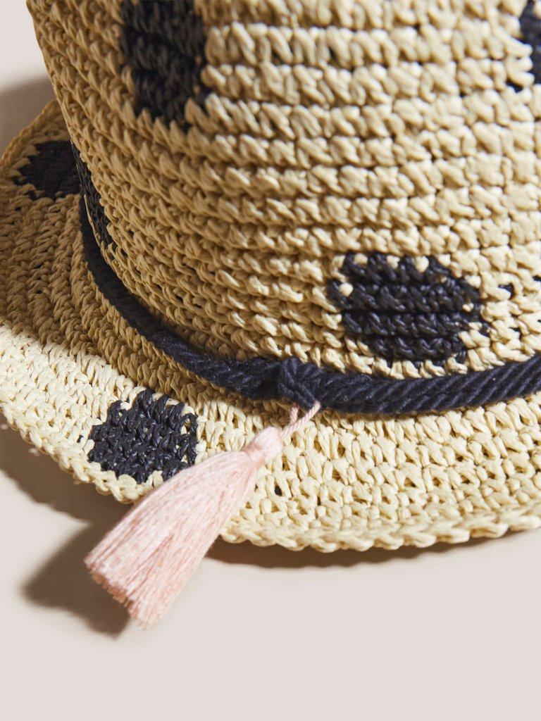 Spot Trilby Hat in NAT MLT - FLAT DETAIL