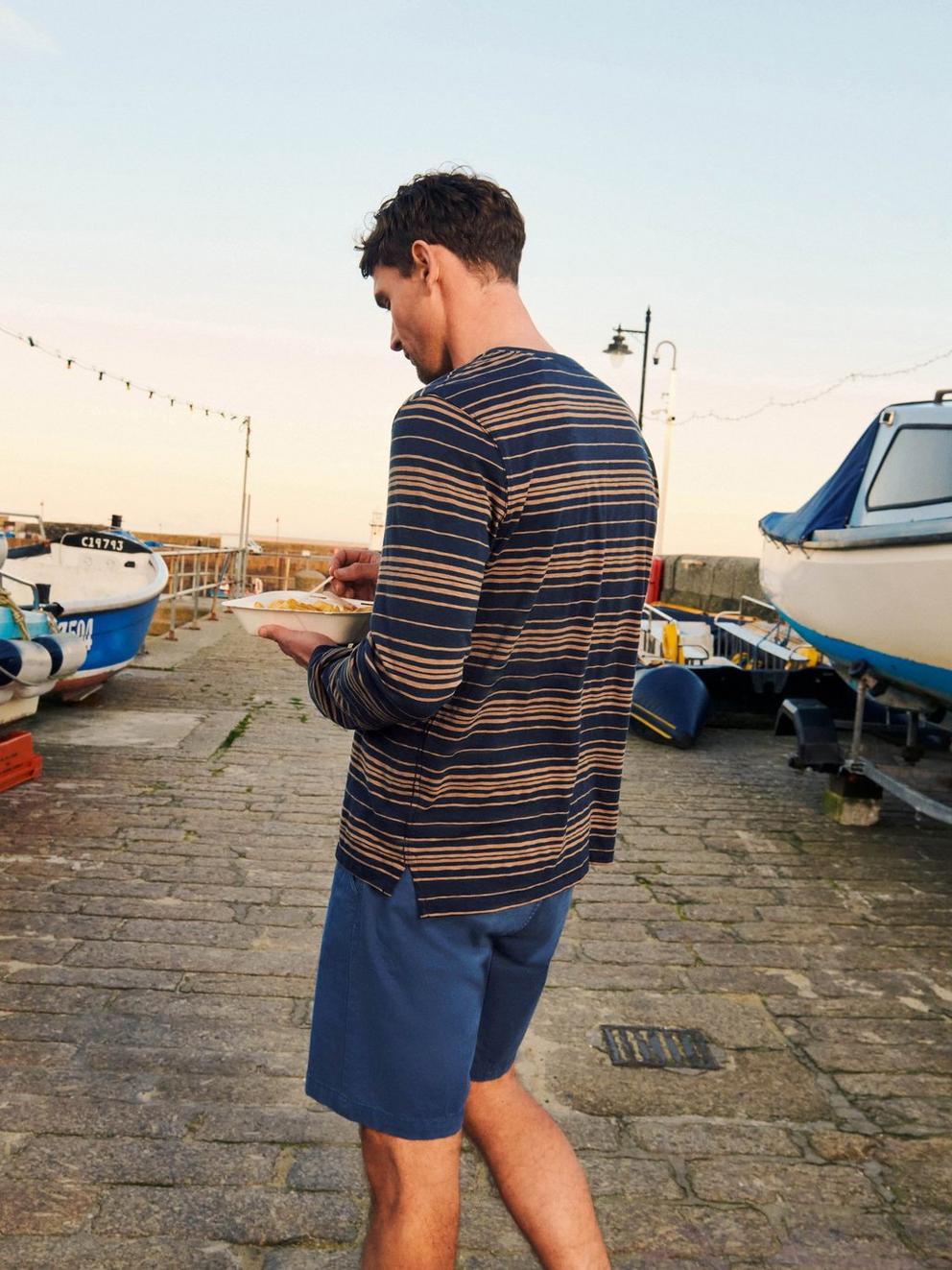 Abersoch Stripe LS Tee in DARK NAVY - MIXED